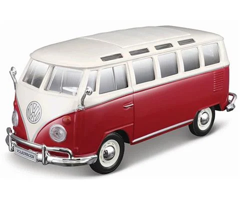 1962 Volkswagen Samba Van in White and Red - Assembly Line Diecast Metal Model Kit