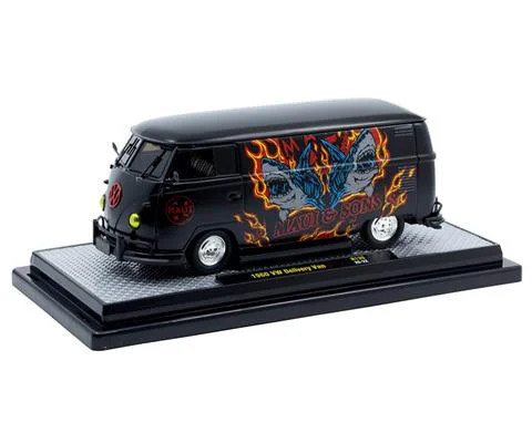 Maui Sons - 1960 Volkswagen Delivery Van in Black with Maui Sons Flaming Dual-Shark Graphics