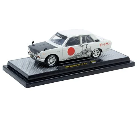 1970 Datsun 510 in White with Flat Black Hood and Nihon Graphics - M2MACHINES
