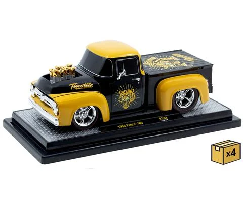 Tiger Throttle - 1956 Ford F-100 Pickup Truck in Black and Orange in a Non-Returnable 4-Piece CASE