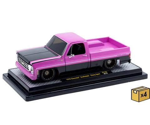 1979 Chevrolet Scottsdale Chevy Sport Pickup Truck in Pink and Black - Low Rider in a Non-Returnable 4-Piece CASE