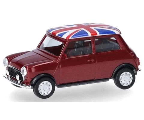Mini Mayfair in Metallic Night Fire Red with Right Steering Wheel and Additional Headlights - HERPA