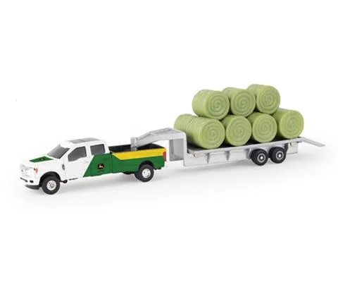 John Deere Pickup and Trailer with Round Bales - LP84529