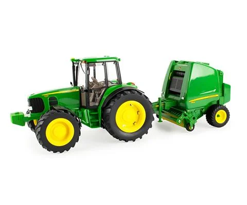 John Deere 7330 Tractor and 854 Baler Set with LIGHTS AND SOUNDS - Big Farm Series