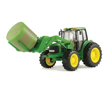 John Deere 7330 Tractor with Bale Loader and Round Bale - Big Farm Series