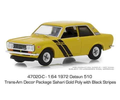 1972 Datsun 510 Trans-Am Decor Package in Safari Gold Poly with Black Stripes
