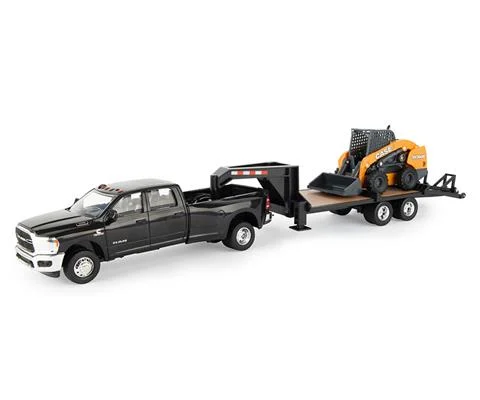 RAM 3500 Pickup with Case SV340B Skid Steer and Gooseneck Trailer - ERTL