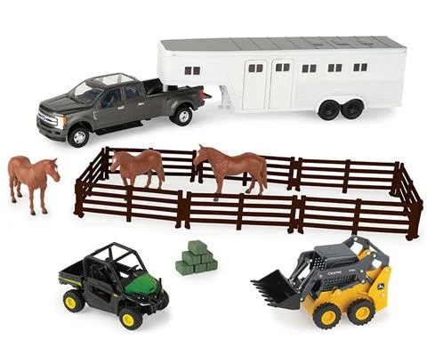 Ford F-350 Quad Cab Pickup Truck with Horse Trailer Playset - LP75988