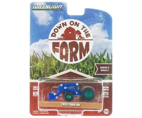 1952 Ford 8N Tractor with Front Loader in Blue and Gray - GREENLIGHT
