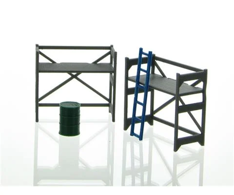 Scaffolding Set - Gray with Barrel and Ladder