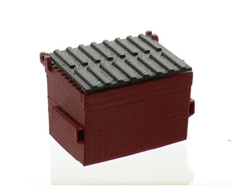 Trash Dumpster - dark red with removable black lid