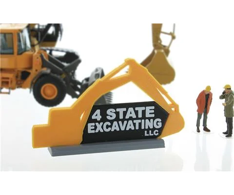 4 State Excavating Sign - Dual-sided 3D design - yellow black