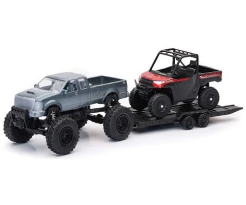 Off-Road Pick Up Truck in Grey with Trailer and Polaris Ranger XP1000 EPS ATV