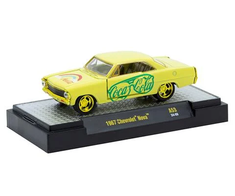 1967 Chevrolet Nova in Yellow with Red Coca-cola Decals with Yellow Chrome Rims