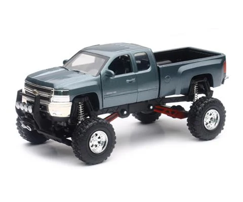 Chevrolet Silverado Pickup Truck in Metallic Dark Grey with Lifted Suspension - NEW-RAY
