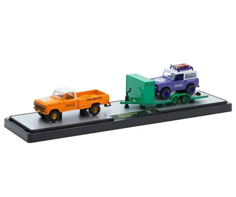 Coca-Cola - 1969 Ford F-100 Ranger 4x4 with Orange Chrome Rims and Accents and 1966 Ford Bronco with Purple Chrome