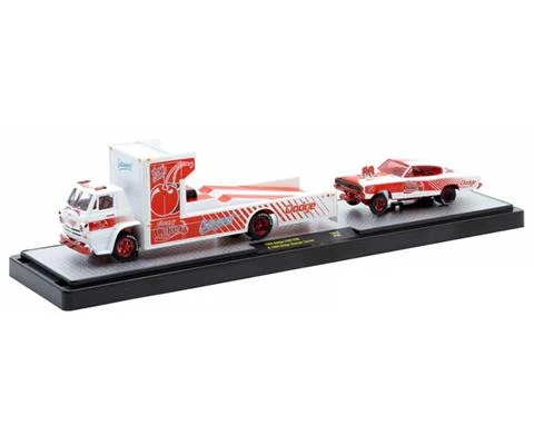 Cherry Coke - 1966 Dodge L600 COE and 1966 Dodge Charger Gasser in White and Red with Red Chrome Rims