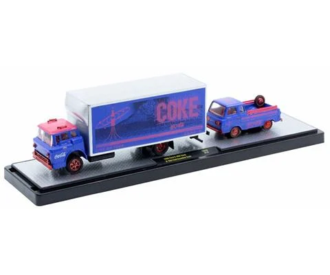 Coca Cola - 1966 Ford C-950 Truck and 1964 Ford Econoline Truck with Red Chrome Rims and Accents