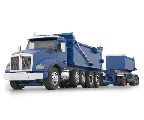 Kenworth T880 Rogue Dump Truck and Rogue Transfer Dump Trailer in Surf Blue - DCP