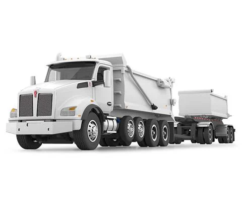 Kenworth T880 Rogue Dump Truck and Rogue Transfer Dump Trailer in White - DCP