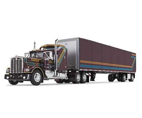 Kenworth W900A with Aerodyne Sleeper and 53 Utility Roll Tarp Trailer in Plum - DCP