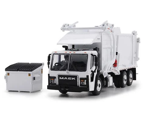 Mack LR Refuse Truck in Blank White with McNeilus Meridian Front Loader Trash Bin - DCP