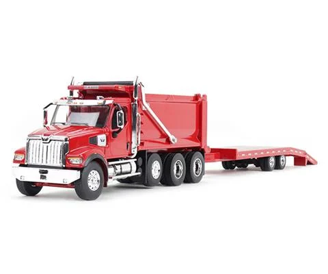 Western Star 49X in Viper Red with Ox Bodies Dump Beaver Tail Trailer - DCP