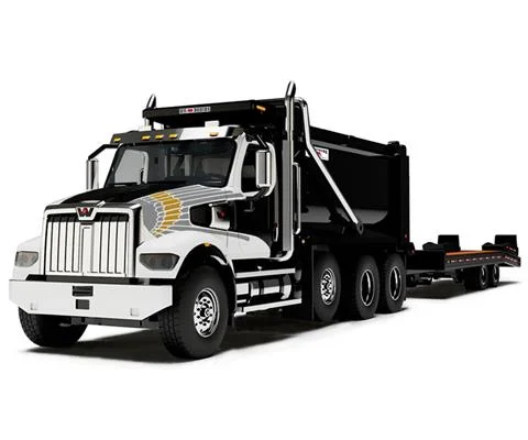 Western Star 49X in Black and White with Ox Bodies Dump and Beaver Tail Trailer - DCP