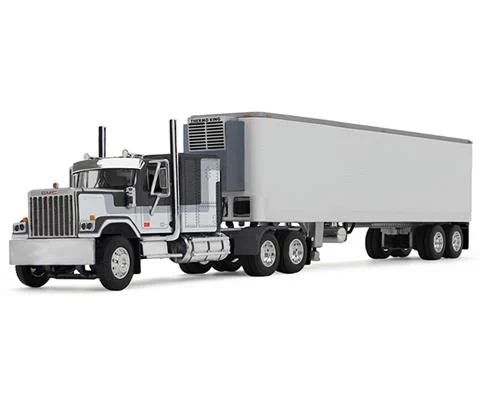 GMC General with 60 Flat Top Sleeper in Black with 40 Vintage Trailer with Reefer - DCP