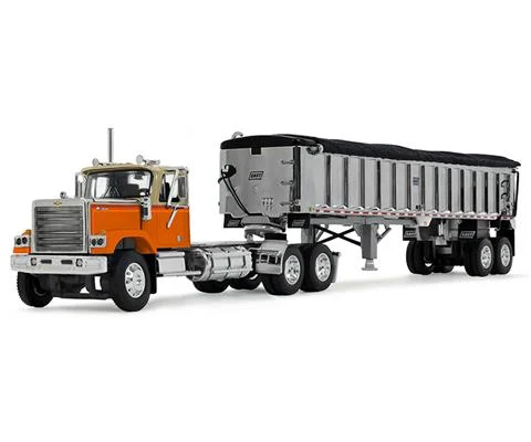 Chevrolet Bison Day Cab in Orange with East End Dump Trailer - DCP