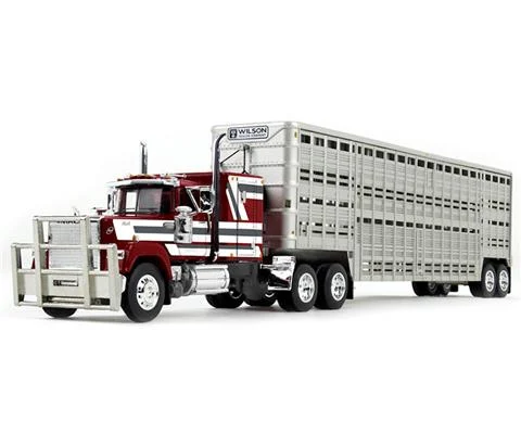 Mack Super-Liner with 60 Flat Top Sleeper Cab with 45 Wilson Vintage Livestock Trailer