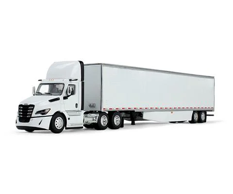 Freightliner Fifth Generation Cascadia Day Cab in white with a 53 Utility Trailer with Skirts in white - DCP