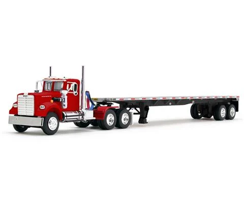 White Western Star Day Cab in Viper Red with 48 Flatbed Utility Trailer - DCP