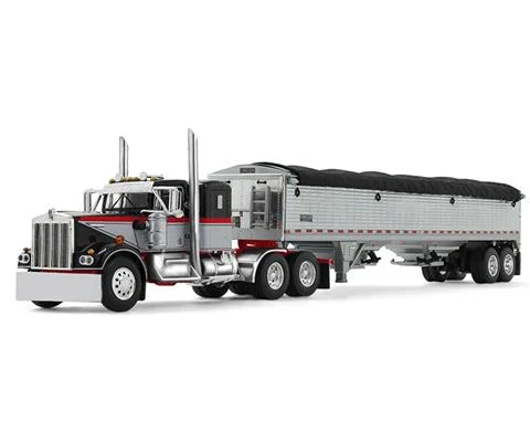 Kenworth W900A with 36 Sleeper in Gray and Viper Red and 43 Wilson Pacesetter Grain Trailer - DCP