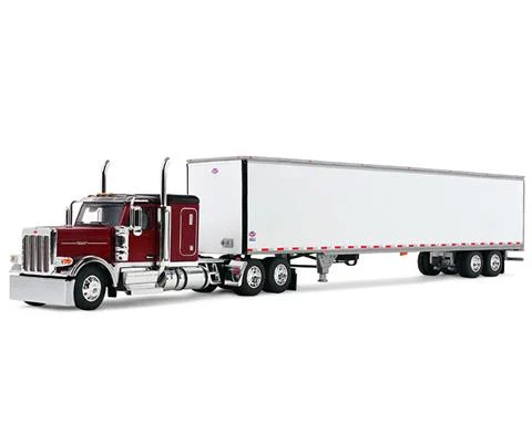 Peterbilt Model 589 with 58 Flat Top Sleeper and 53 Utility Trailer In Legendary Red - DCP