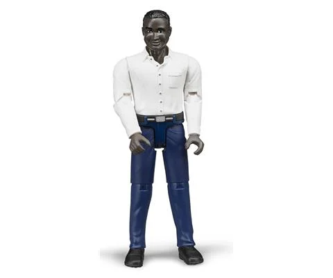 Male Driver/Construction Worker with Dark Skin in Dark Blue Jeans - BRUDER
