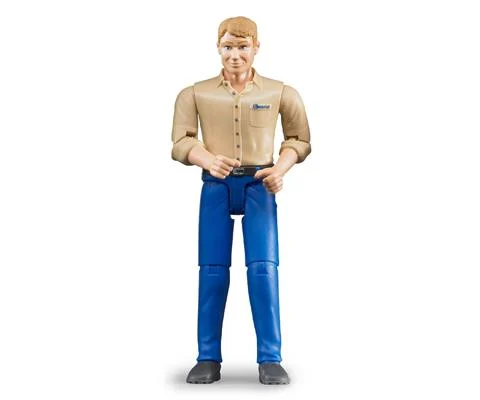 Male Driver/Construction Worker with Light Skin in Blue Jeans - BRUDER