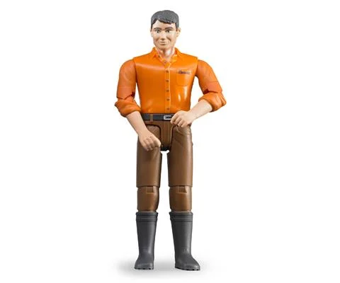 Male Driver/Construction Worker with Light Skin in Brown Jeans - BRUDER
