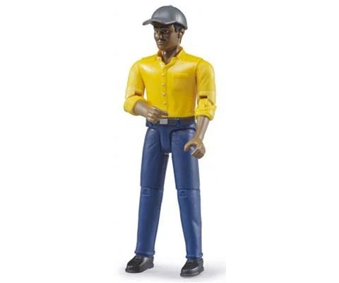 Male Construction Worker with Medium Skin in Yellow Shirt - BRUDER