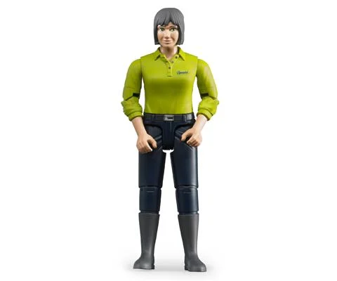 Women Driver/Construction Worker with Light Colored Skin in Dark Blue Jeans - BRUDER