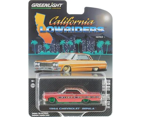 1964 Chevrolet Impala Lowrider in Pink with Roses - GREENLIGHT