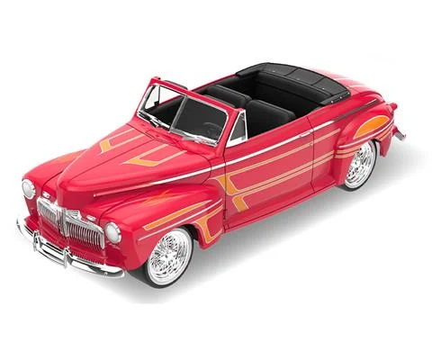 1942 Ford Deluxe Convertible Top Down in Candy Apple Red - GREENLIGHT