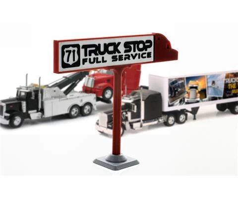 71 Truck Stop Sign - Dual-sided 3D design
