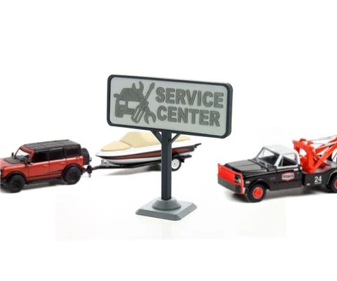 Service Center Sign - Dual-sided 3D design - blue white