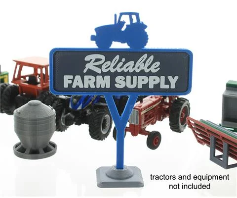 Reliable Farm Supply Sign - Dual-sided 3D design - blue gray