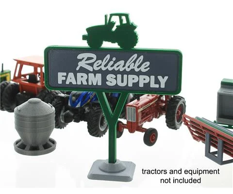 Reliable Farm Supply Sign - Dual-sided 3D design - green gray