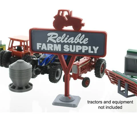 Reliable Farm Supply Sign - Dual-sided 3D design - red gray