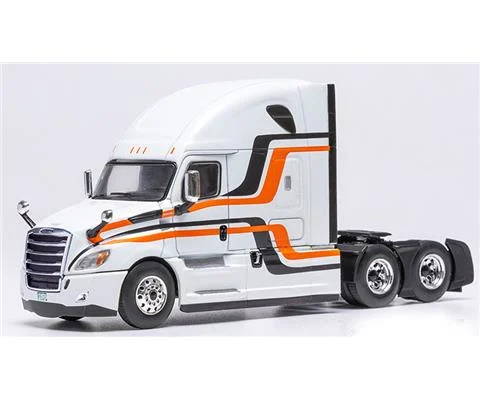 2018 Freightliner Cascadia Sleeper in White with Orange and Black Stripes - Cab Only