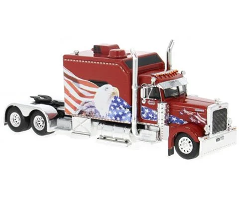 2002 Peterbilt 379 Custom in Red with American Flag and Bald Eagle Deco - Cab Only