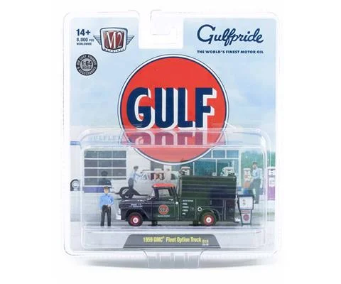 Gulf - 1959 GMC Fleet Option Truck in black with gas pump and station attendant - Gulf